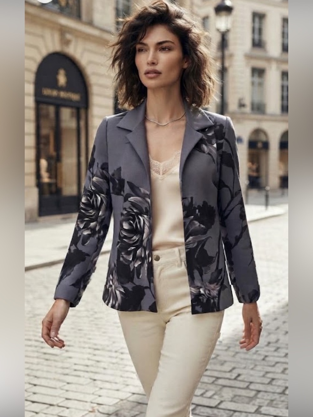 NWOT Vintage Ellen Tracy Floral Open Front Blazer Jacket
